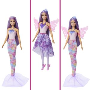 Lalka Barbie Dreamtopia Przemieniająca się Księżniczka z strojami syreny i wróżki - Mattel Baba