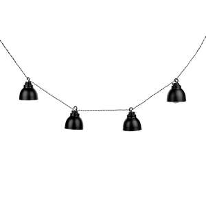 WAREHOUSE mini lámpa égősor 10 fekete fém lámpával, 570 cm hosszú - Nonbrand Fényfüzér