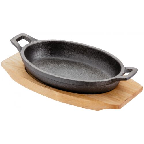 Set servire tapas Judge Sizzle&Serve, fonta/lemn, 16x11 cm, negru/maro