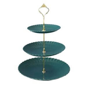 Pufo Candy többszintes gyümölcstartó 3 szintes, süteményekhez, tortákhoz, gyümölcsökhöz, előételekhez, fém fogantyú, zöld 115446670 - Kínáló tál