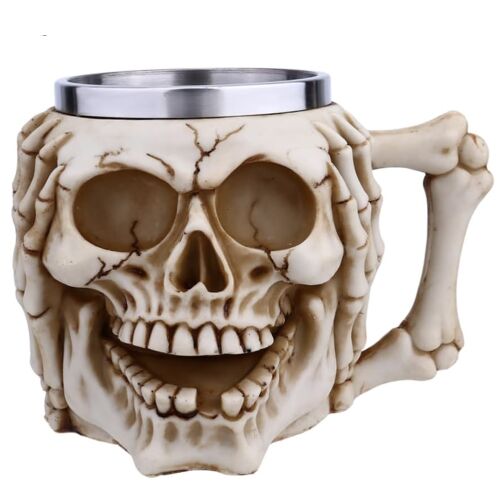 Halba de bere metalica Pufo Skull Don’t Hear in forma de craniu, 380 ml 115446703