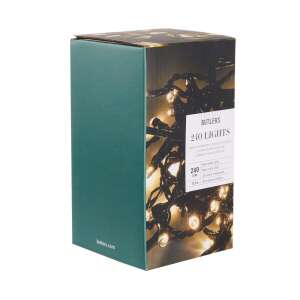 Butlers 240 LED-es fényfüzér, meleg fehér, 12 méter, fekete vezeték, csomagolás - Nonbrand Fényfüzér