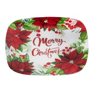 Merry Christmas - mikulásvirágos üveg kínálótál - 30x20 cm 115461003 - Kínáló tál