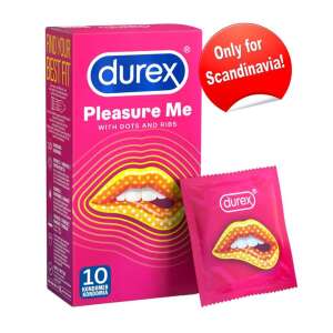 Durex Pleasure Me óvszerek, 10 darabos csomagolásban, bordázott és pontozott felülettel, fokozott élvezetért - Durex Óvszer