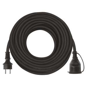 Black 25m extension cord with single socket, rubber-neoprene insulation - Lamp & Lighting