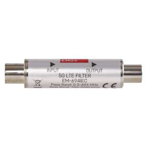Filtru EMOS 5G LTE EM-694IEC, conector coaxial, intrare și ieșire, argintiu, pentru antenă TV - EMOS