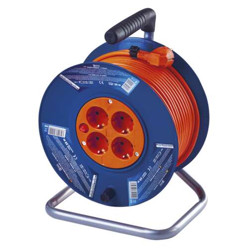 Kábeldob 25 m / 4 aljzat / narancssárga / PVC / 230 V / 1,5 mm2