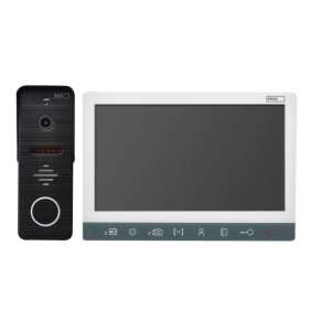 EMOS EM-10AHD video door phone set, black outdoor unit with camera and white indoor monitor - Intercom