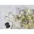 Warm white LED string lights on Christmas tree with pine cones