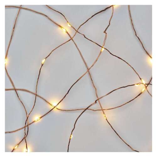 Kupferdraht LED Lichterkette, warmweiß, 1,9m lang, 20 LEDs, batteriebetrieben, Timerfunktion