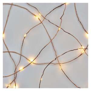 Copper wire LED fairy lights, warm white, 1.9m long, 20 LEDs, battery operated, timer function - Christmas