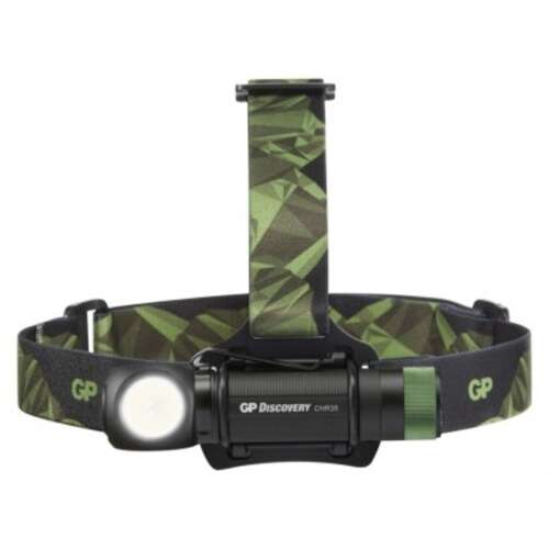 GP CREE LED Headlamp CHR35 front view, illuminated