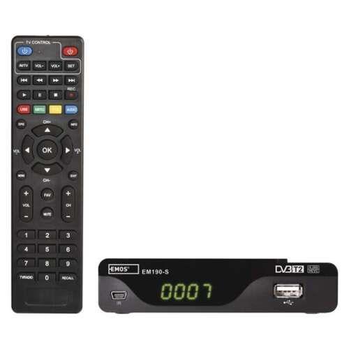 EMOS EM190-S DVB-T2 receiver with remote control