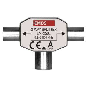 EMOS 2-Wege-Splitter EM-2501, Antennensplitter für TV- und Radiosignale - EMOS