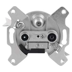 EMOS EU3303 TV/SAT wall socket, silver, angled view - EMOS