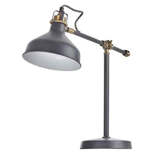 EMOS Harry desk lamp with adjustable arm, gray with brass accents
