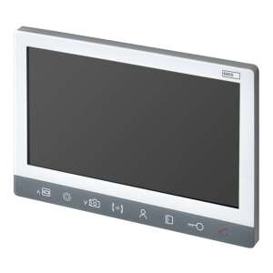 EMOS EM-10AHD 7 inch video door phone indoor unit, silver, angled view - EMOS