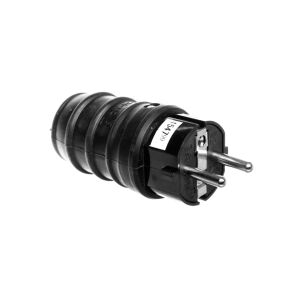 EMOS Dugvilla gumi, close-up of black rubber power plug, Schuko/French type - Socket & Outlet