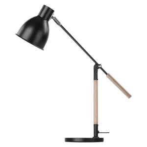 Crna stolna lampa EMOS Winston s drvenim krakom, podesivom, utičnica E27 - Lampa i rasvjeta
