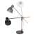 EMOS Winston black desk lamp with wooden arm, adjustable, E27 socket, with white and grey lampshades