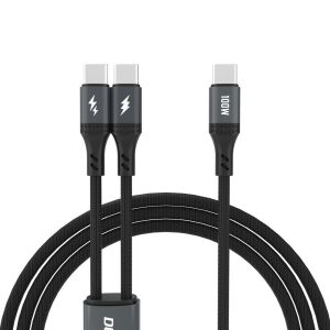 Kabel USB Dudao USB-A - 2x USB-C 1.2 m Czarny (6976625333493) 131454673 - Kabel USB