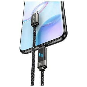 USAMS Meteor Series 100W USB-C - USB-C kábel okostelefonhoz csatlakoztatva - Adatkábel