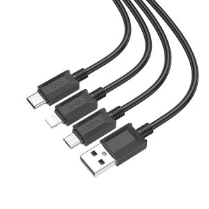 HOCO X74 3IN1 LIGHTNING - TIP-C - CABLU MICRO USB 1 METR NEGRU 115929115 - Cabluri Lightning