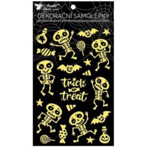 Светещи в тъмното стикери за Хелоуин със скелети, стикери за стена Trick or Treat - Декорация за Хелоуин