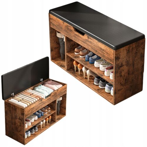 Fodym Cipótároló ülőkével2 polccal , 80 x 30 x 44 cm, fa, RETRO