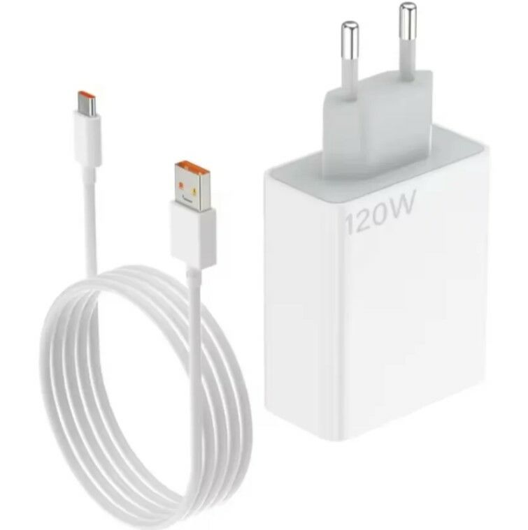 Incarcator Xiaomi 120W Fast Charging, cu cablu USB-C, 20V*6A, Alb
