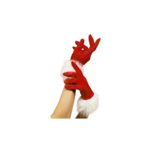 Női Mikulás kesztyű rövid fehér prémmel 115950079 - Mikulás jelmez