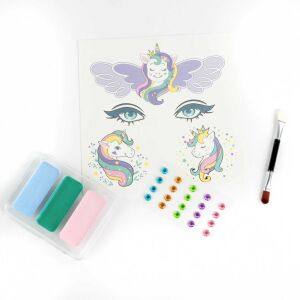 Arcfesték, tégelyes, 8 db-os, tetoválással és strasszkövekkel, unikornis mintás, Kidea 115998316 - Arcfesték