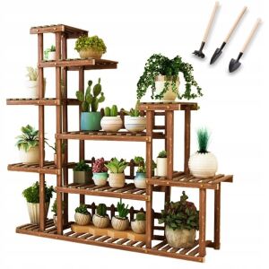 VEĽKÝ STOJACI 7-STUPŇOVÝ DREVENÝ STOJAN NA KVETY + PRÍSLUŠENSTVO