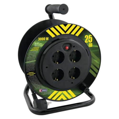 Cable drum 25 m / 4 sockets / black / PVC / 230 V / 1,5 mm2 46731657