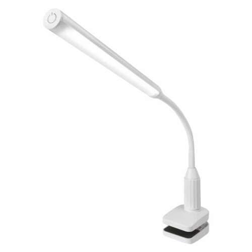 EMOS Jasmine LED desk lamp, white, with flexible arm and clip, for reading, working, or studying