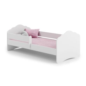 Łóżko jednoosobowe Kobi Wave 160x80 z barierką ochronną, białe - Łóżko młodzieżowe