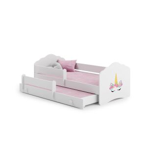 Łóżko dziecięce Hullám Jednorożec 160x80 z wysuwanym łóżkiem - Stolik dziecięcy, krzesło, Wykonawca kuchni dla dzieci, Biurko dla młodzieży i Łóżko młodzieżowe