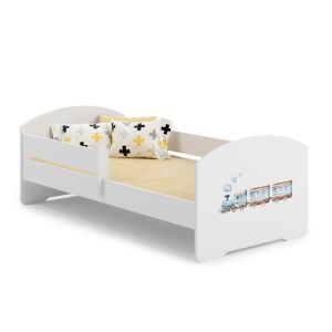 Единично легло Luk 140x70 с дизайн на влак, бяла рамка, мебели за детска стая - Младежко легло и Изпълнител на детска кухня