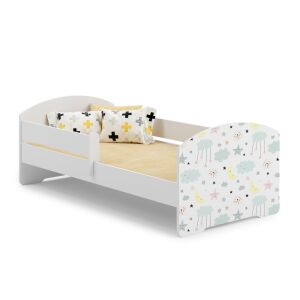 Единично легло Luk 140x70 със звезден мотив, бяла дървена рамка - Младежко легло и Изпълнител на детска кухня