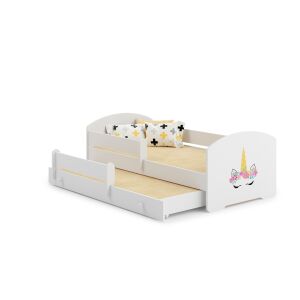 Детско легло Luk II бяло с дизайн на еднорог и разтегателно легло - Младежко легло и Изпълнител на детска кухня