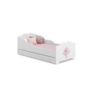 Łóżko dziecięce Anna 160x80 z szufladą - Wzór księżniczki - Stolik dziecięcy, krzesło, Wykonawca kuchni dla dzieci, Biurko dla młodzieży i Łóżko młodzieżowe