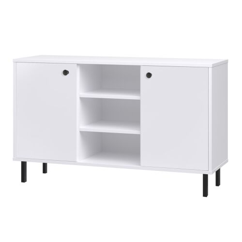 Venus weiße zweitürige Kommode mit schwarzen Beinen