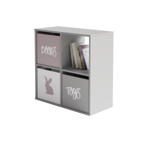 Loni 2x2 weißes Bücherregal mit Bücher- und Spielzeugaufbewahrungsboxen - Regale