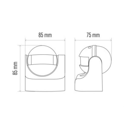 EMOS PIR motion sensor, black, 12m range, 180° detection angle, IP44 weatherproof