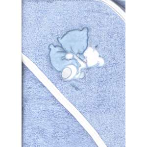Trimex kapucnis,frottír fürdőlepedő 100*110 cm - kék ölelő maci 40610295 Fürdetési kellékek