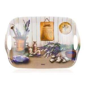 Levendula mintás melamin tálca fülekkel, 36x25,5cm - Banquet