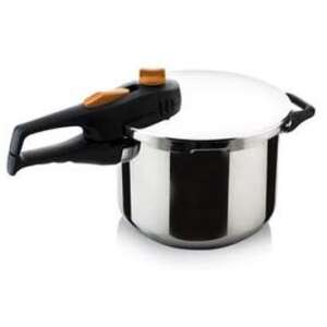 Kukta ADAGIO 4 liter rozsdamentes acél nyomásfőző fekete fogantyúval és narancssárga gombbal - Banquet