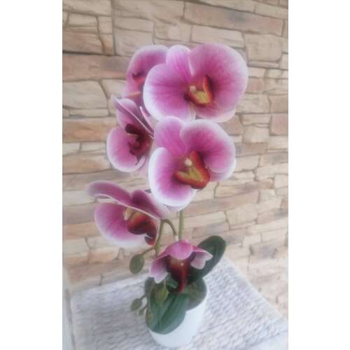 Orchidea Művirág 1 szálas kaspóban 55cm #rózsaszín-fehér 40613387