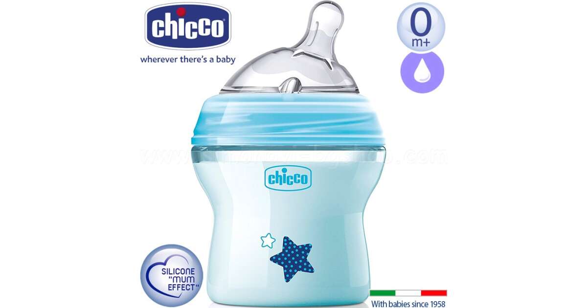 Chicco Natural Feeling Cumisüveg 150ml #kék | Pepita.hu