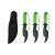 Комплект от три ножа за хвърляне, зелени, 19 см, стомана, включен капак 116268289